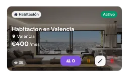 Panel de gestión de Kivio para administrar anuncios de habitaciones y solicitudes de inquilinos